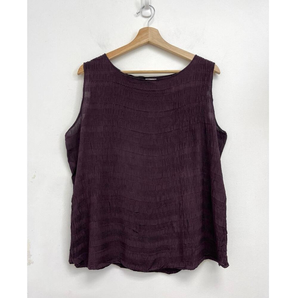 CP Shades Textured Crinkle Smocked Lightweight Artsy Sleeveless Tank Top - Med